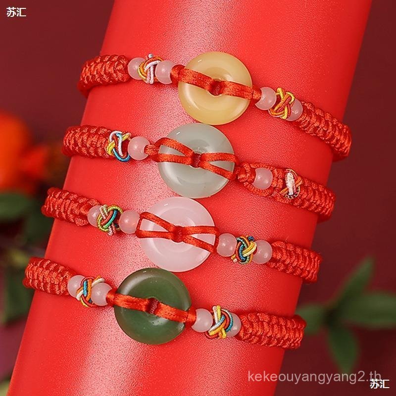 สร้อยข้อมือสีแดงสไตล์มังกร เครื่องประดับปลอดภัยสำหรับงานเทศกาล