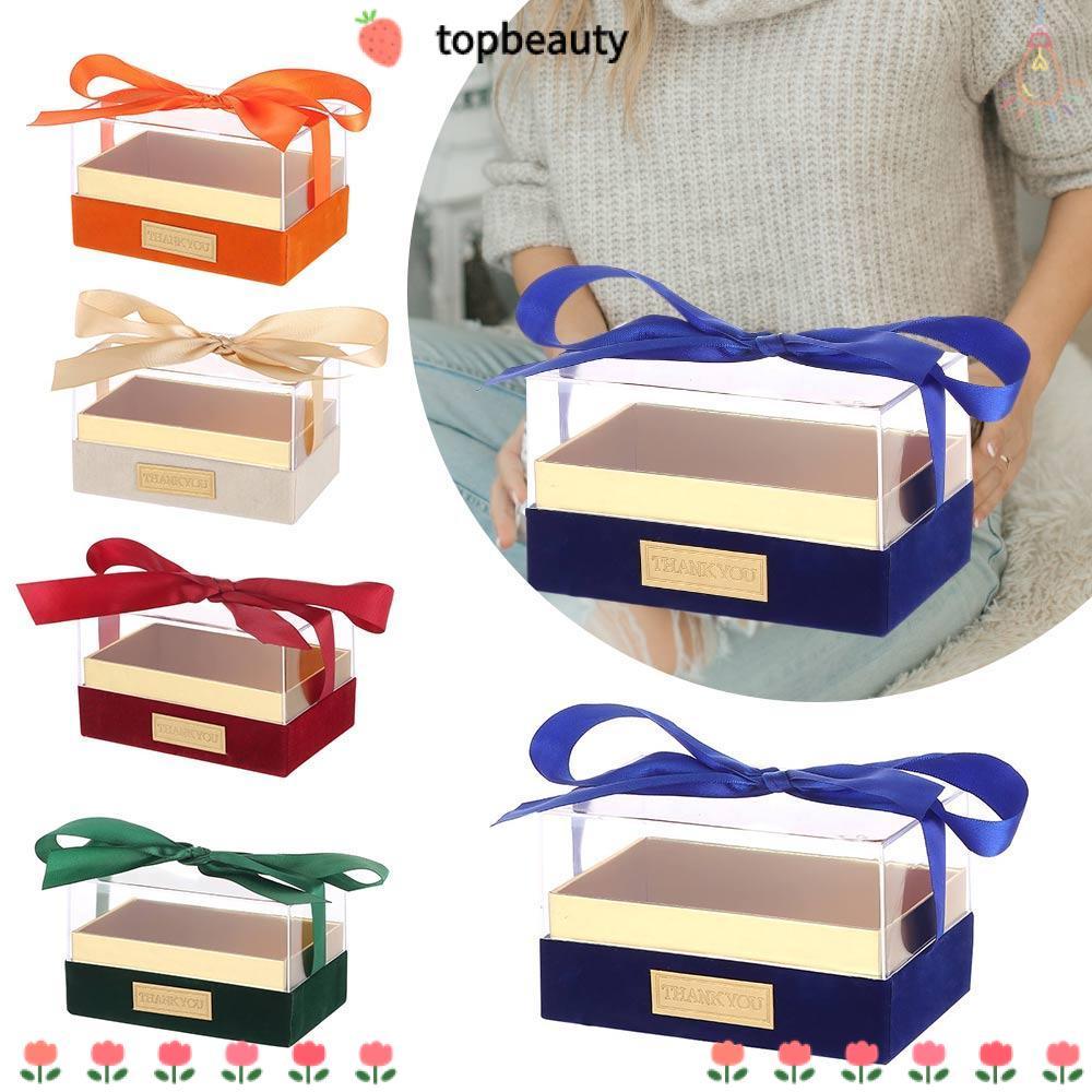 Topbeauty Bow Present Box, กล่องของขวัญมือแต่งงานโปร่งใสอะคริลิค, กล่องของขวัญวันวาเลนไทน์หรูหราเบาๆ