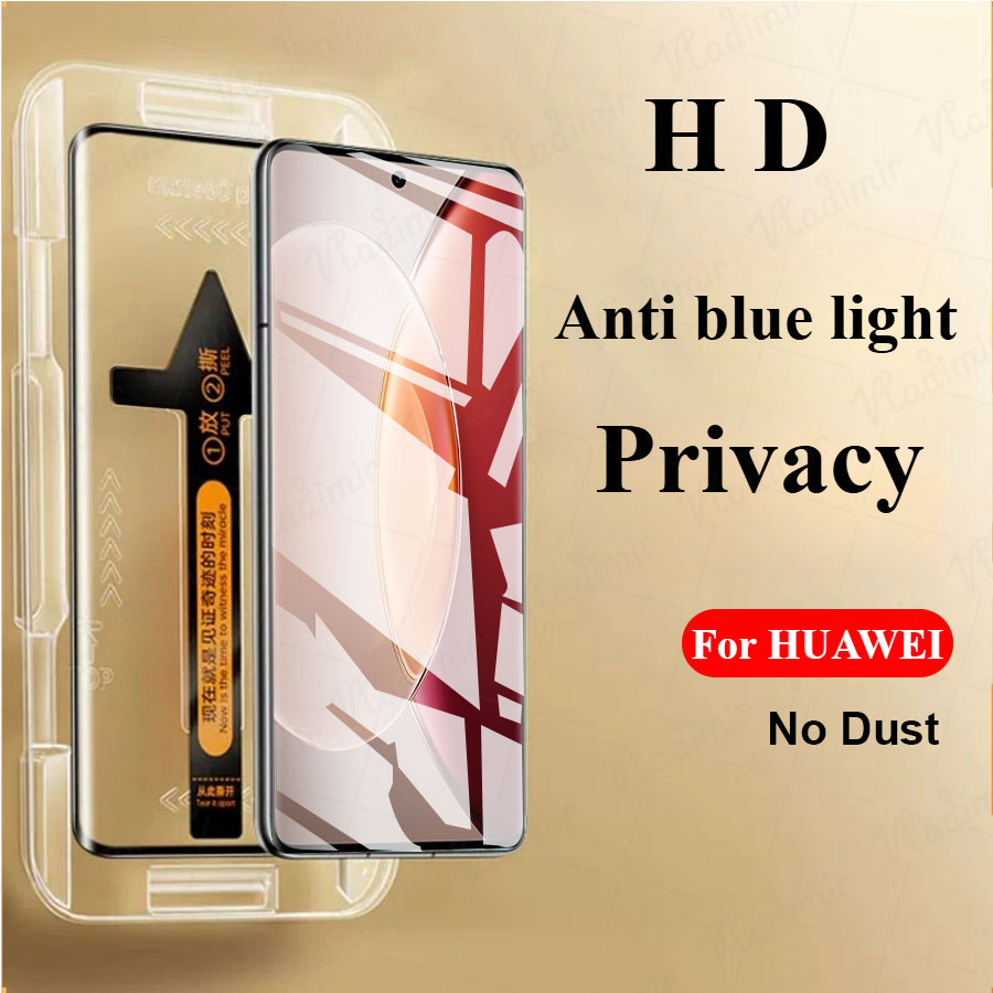 ติดตั้งง่ายกระจกนิรภัยสําหรับHUAWEI Pura 70 80 P40 P50 P60 Art Pro Plus Ultra Mate 40 50 Anti spy Antiลายนิ้วมือตกค้างป้องกันหน้าจอHDหรือความเป็นส่วนตัวหรือป้องกันแสงสีฟ้า