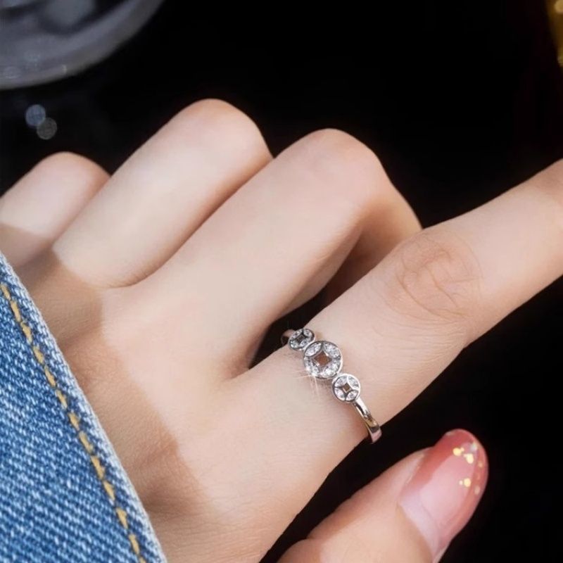 国潮银银手链s999新款手办动转เทศกาลสาย เงินเต็มที่时尚财简小精众开口可调节เต็มเงิน ส999 เหรียญใหม่โอนเพื่อดึงดูดเงินgg