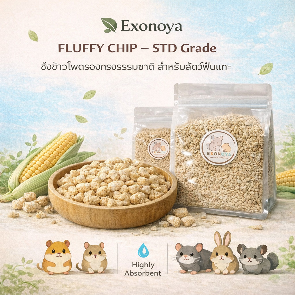 [Exonoya] ซังข้าวโพดรองกรงเม็ดใหญ่ CHAO RAI (ชาวไร่) เลือกได้ 5 ขนาด (1kg) ฝุ่นน้อย ไม่ติดขน ซึมซับเยี่ยม