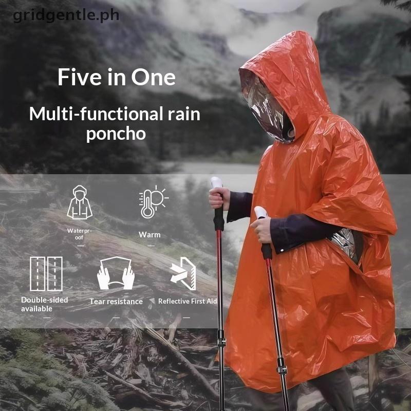 เสื้อกันฝนมัลติฟังก์ชั่นกลางแจ้ง Camping เสื้อกันฝนนกหวีดกันน้ําฉุกเฉินสะท้อนแสงอุ่นเสื้อผ้า Camping