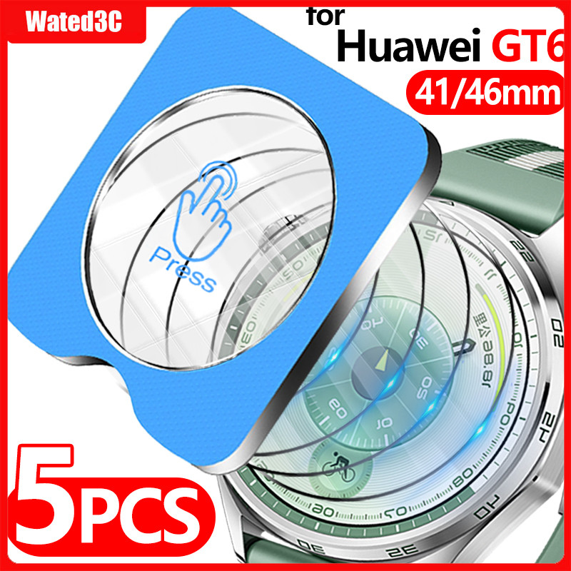 ติดตั้งง่ายกระจกนิรภัยสําหรับ Huawei GT6 GT5 41 มม./46 มม.1-5 ชิ้นป้องกันหน้าจอสําหรับนาฬิกา Huawei GT6 Pro Flim