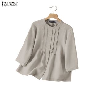 เสื้อยืนปก แขนยาว 3/4 สไตล์เกาหลี กระโปรงซับพลีทเดียว ทรงคล่…