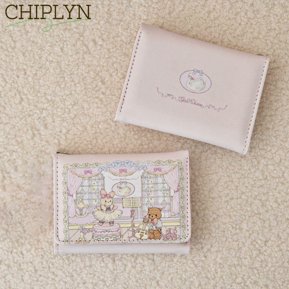 CHIPLYN กระเป๋าเหรียญหนังPUแบบพกพา มีหลายช่องเก็บเงิน สำหรับสาวๆ