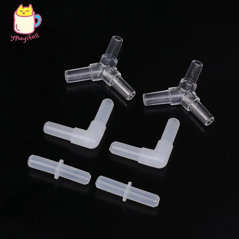 [YPU] 10 ชิ้น Aquarium Finline ท่อตัวเชื่อมต่อพลาสติกวาล์วข้อต่อถังปลาโปร่งใส Air Tube อะแดปเตอร์สํา