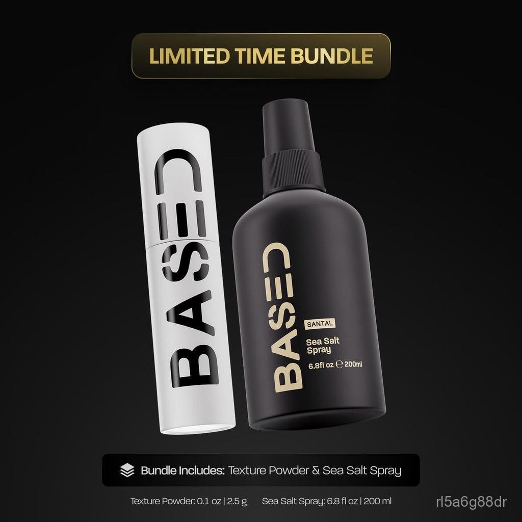BASED Texture Essentials Bundle: Texturizing Powder & Sea Salt Spray - Lightweight Volume, Matte Fin