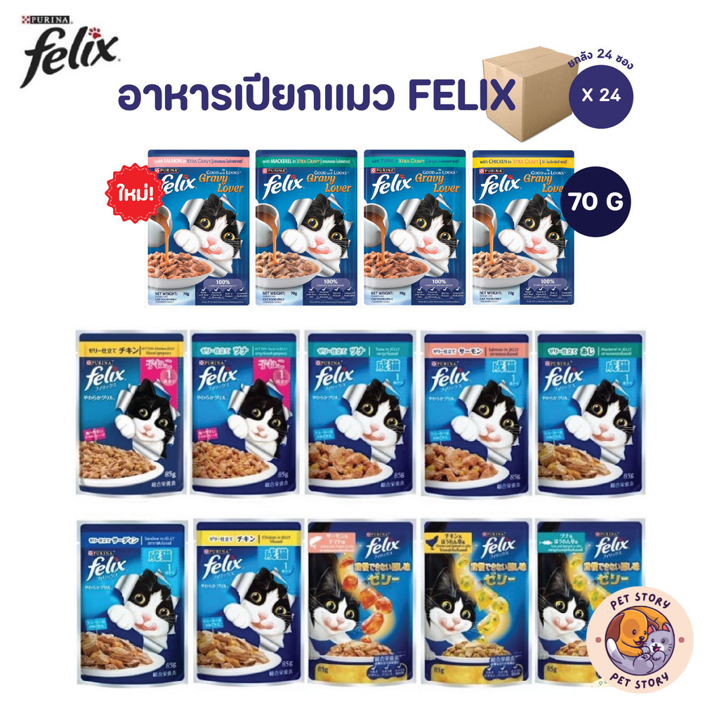 [ยกลัง 24 ซอง] FELIX เฟลิกซ์ อาหารเปียกแมว ขนาด 70 กรัม