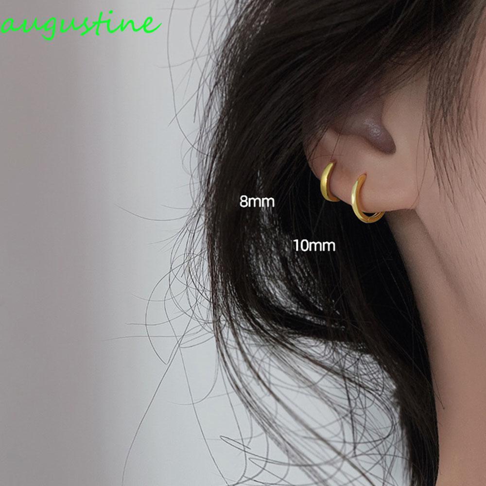 AUGUSTINE รอบต่างหูทองเงิน 6 มม./8 มม./10 มม./12 มม.Huggy ผู้หญิงเกาหลี Minimalist