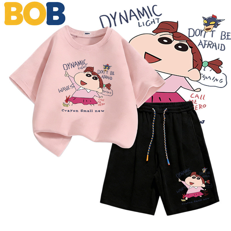 【จัดส่งไทย】2ชิ้น ชุดแฟชั่นเด็ก ชินจัง Shinchan ลายการ์ตูน NASA เสื้อยืดแขนสั้น+กางเกงขาสั้น สำหรับเด็กอายุ 1-14ปี#2