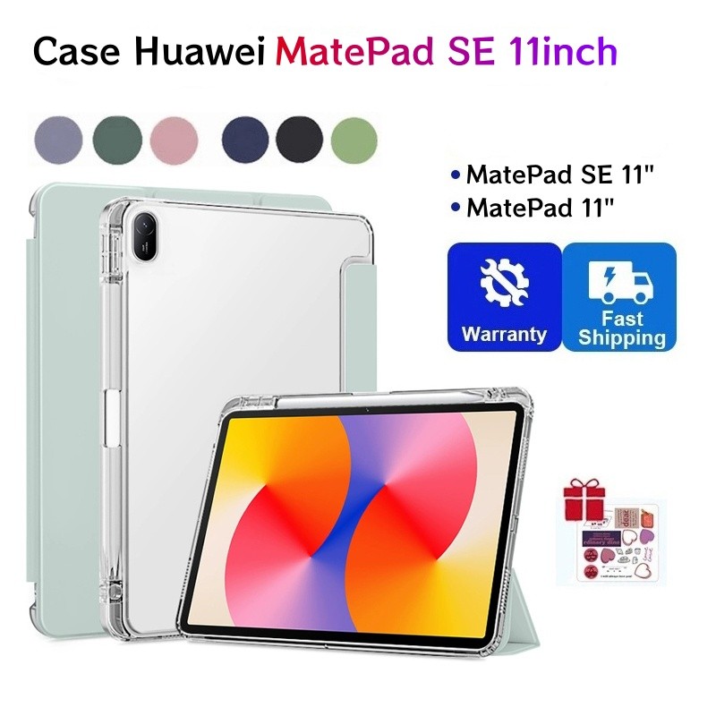 สําหรับHUAWEI MatePad SEกรณี11นิ้วโปร่งใสพร้อมที่ใส่ดินสอสมาร์ทสําหรับHuawei Matepad SE Mate Pad 11น