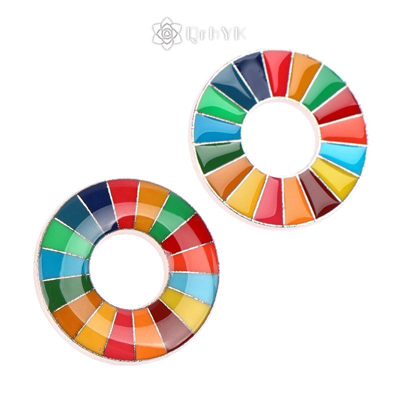 QrhYK Enamal 17 สี Sustainable Development Goals เข็มกลัด United Nations Pin Badge ใหม่