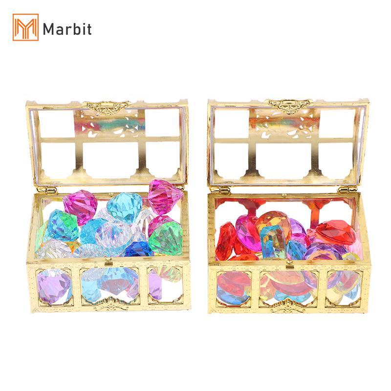 Marbit 1 ชุดเด็ก DIY อุปกรณ์เสริมกล่องคริสตัลสมบัติของเล่นเด็กอะคริลิคเพชรที่มีสีสันอัญมณีพลาสติกอัญมณีขนาดใหญ่ null