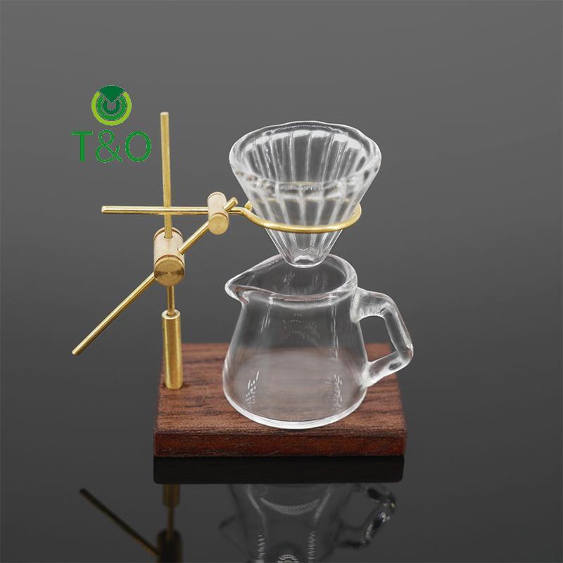 [T&OT] 1 ชุด 1:12 Dollhouse Miniature Hand-brewed Coffee Stand Glass Pot Funnel Mini Coffee Stand Co