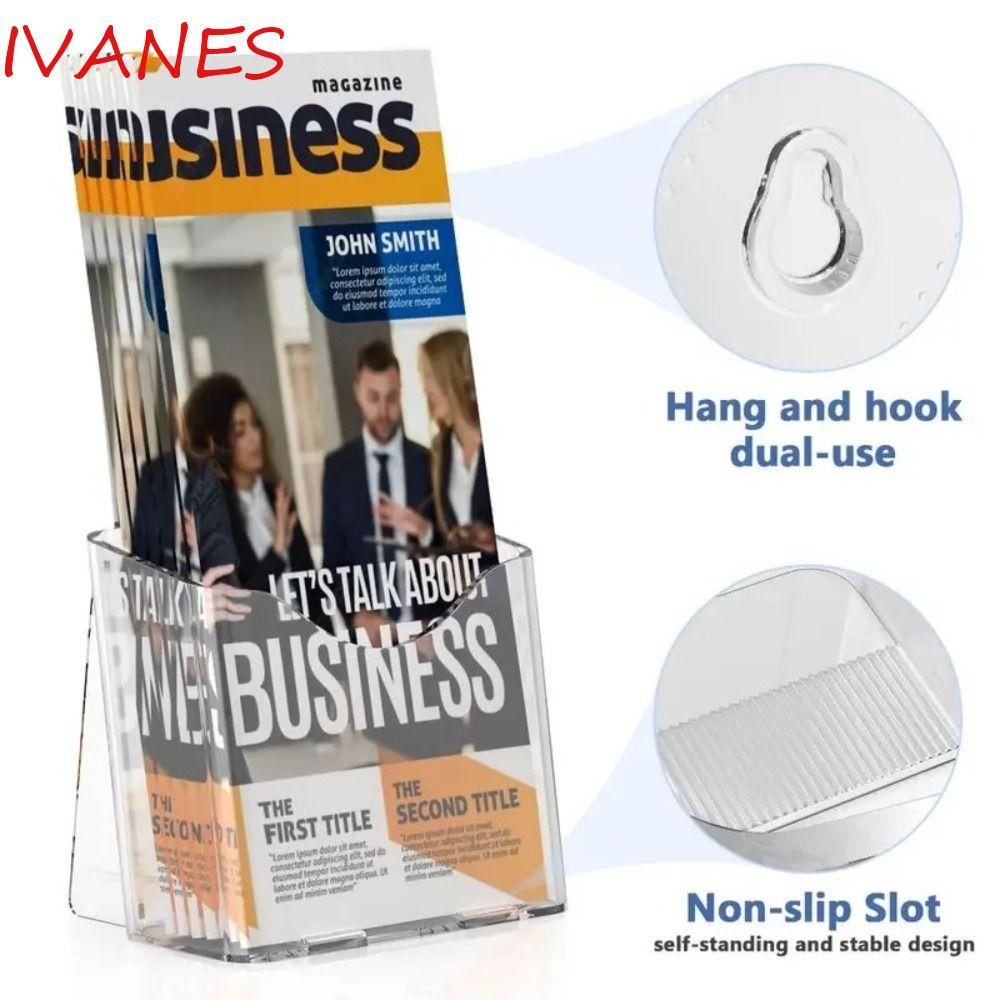 IVANES Pampllet Holder,พลาสติกใสA6 Brochure Holder, Booklet Organizer Counter Portable Flyer Display