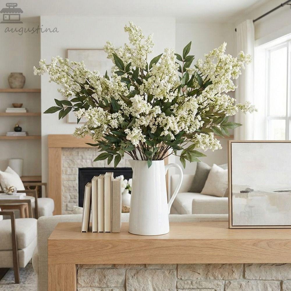 AUGUSTINA ประดิษฐ์ Sophora ดอกไม้, พืชสีเขียวพลาสติกประดิษฐ์ Nandina Berry สาขา, ดอกไม้ Faux ผลไม้ขนาดเล็กดอกไม้ที่สมจริงเครื่องประดับห้องนั่งเล่นตกแต่ง