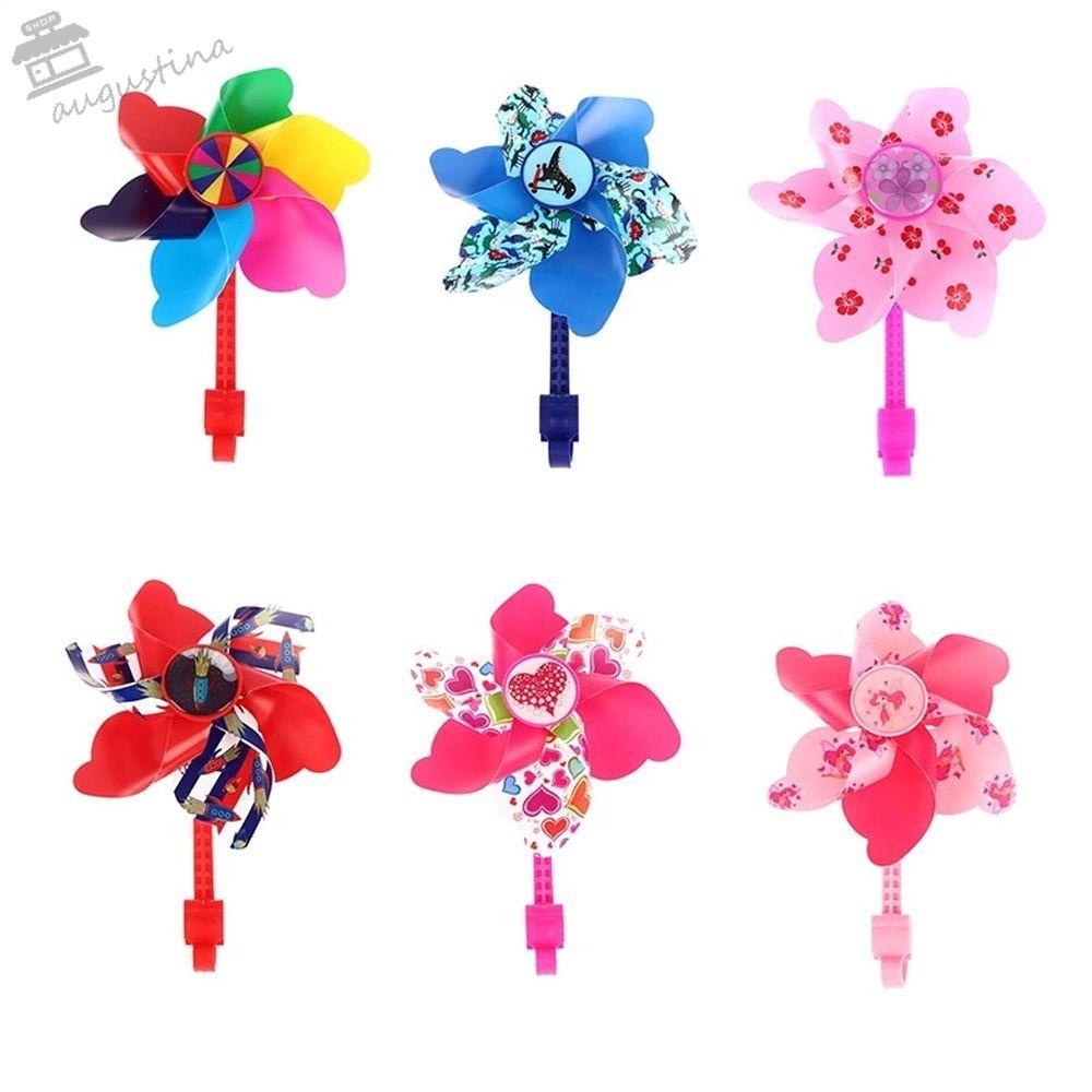AUGUSTINA จักรยาน Windmill ตกแต่งชิ้นส่วนจักรยานอุปกรณ์จักรยานรถสามล้อ Windmill รถเข็นเด็ก Pinwheel 