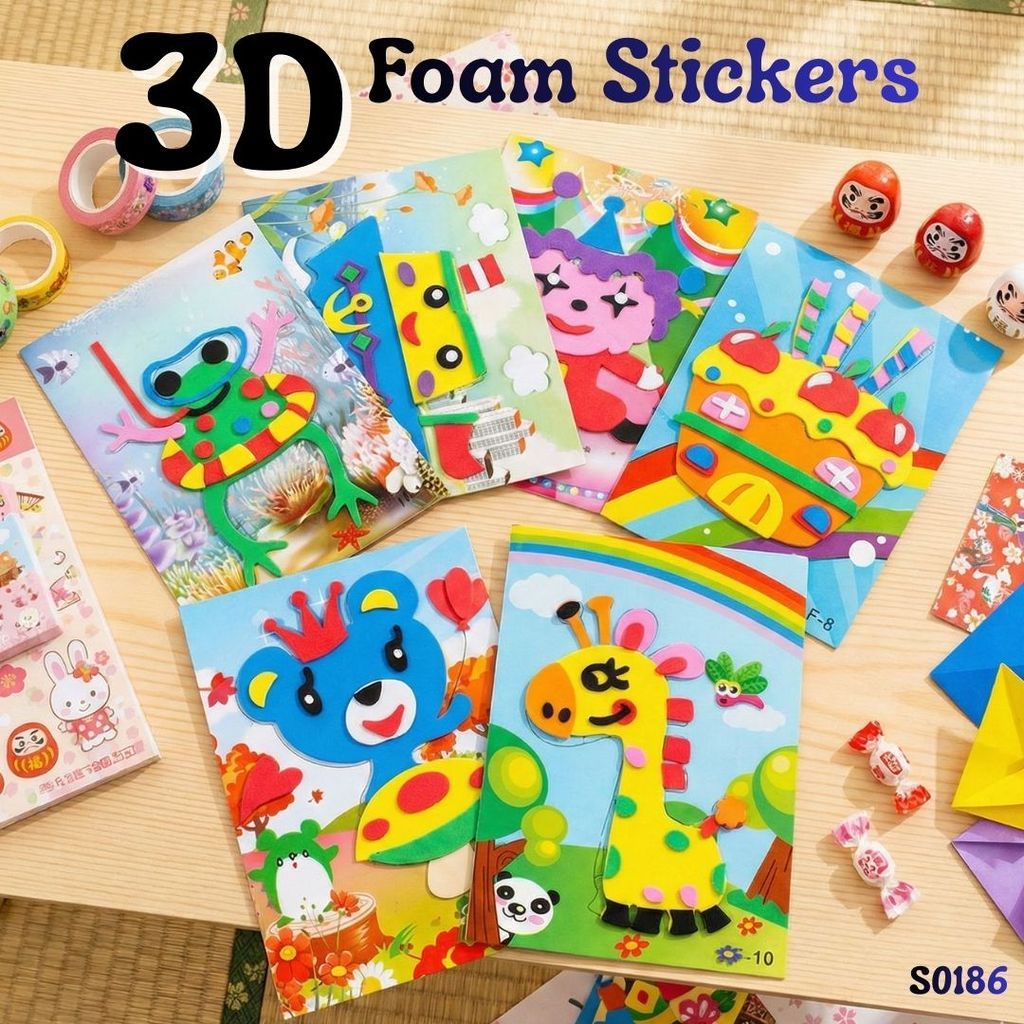 S0186 สติ๊กเกอร์โฟม 3D EVA ของเล่นเสริมพัฒนาการ งานประดิษฐ์ DIY ศิลปะเด็ก การ์ตูน