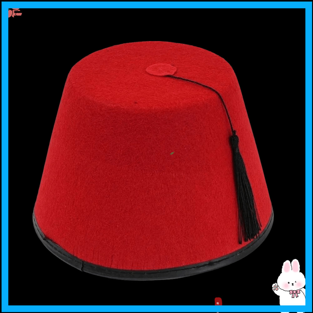AURORY Fez Cap, Breathable Felt Tarboosh Fez Hat, Original Red Round Tassels Cap Universal