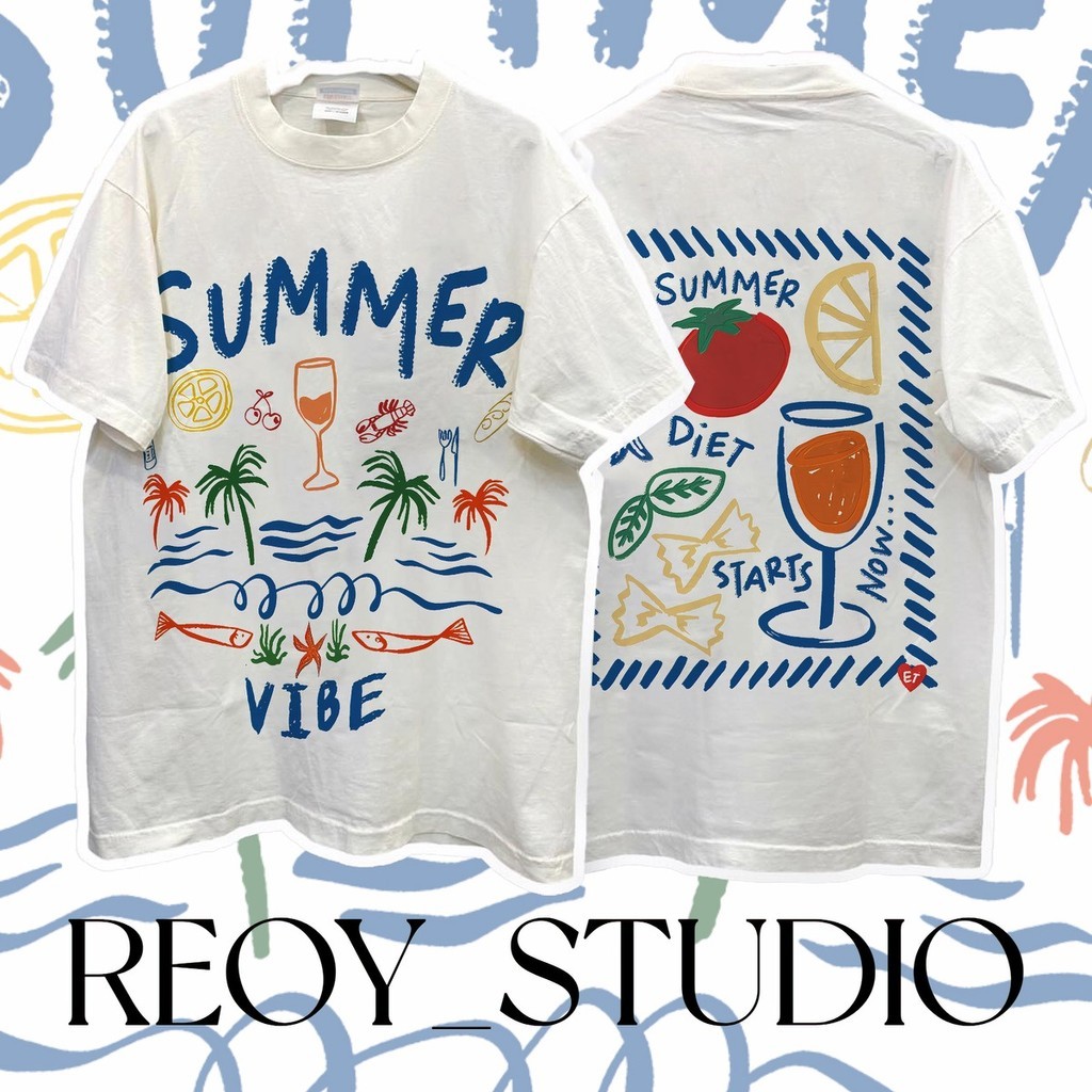 REOY_STUDIO♥เสื้อยืดแขนสั้น สงกรานต์เสื้อ 2026 Oversize T-Shirt โอเวอร์ไซส์  สกรีนลายสวยงาม พิมพ์ คอกลม ฤดูร้อน#4832