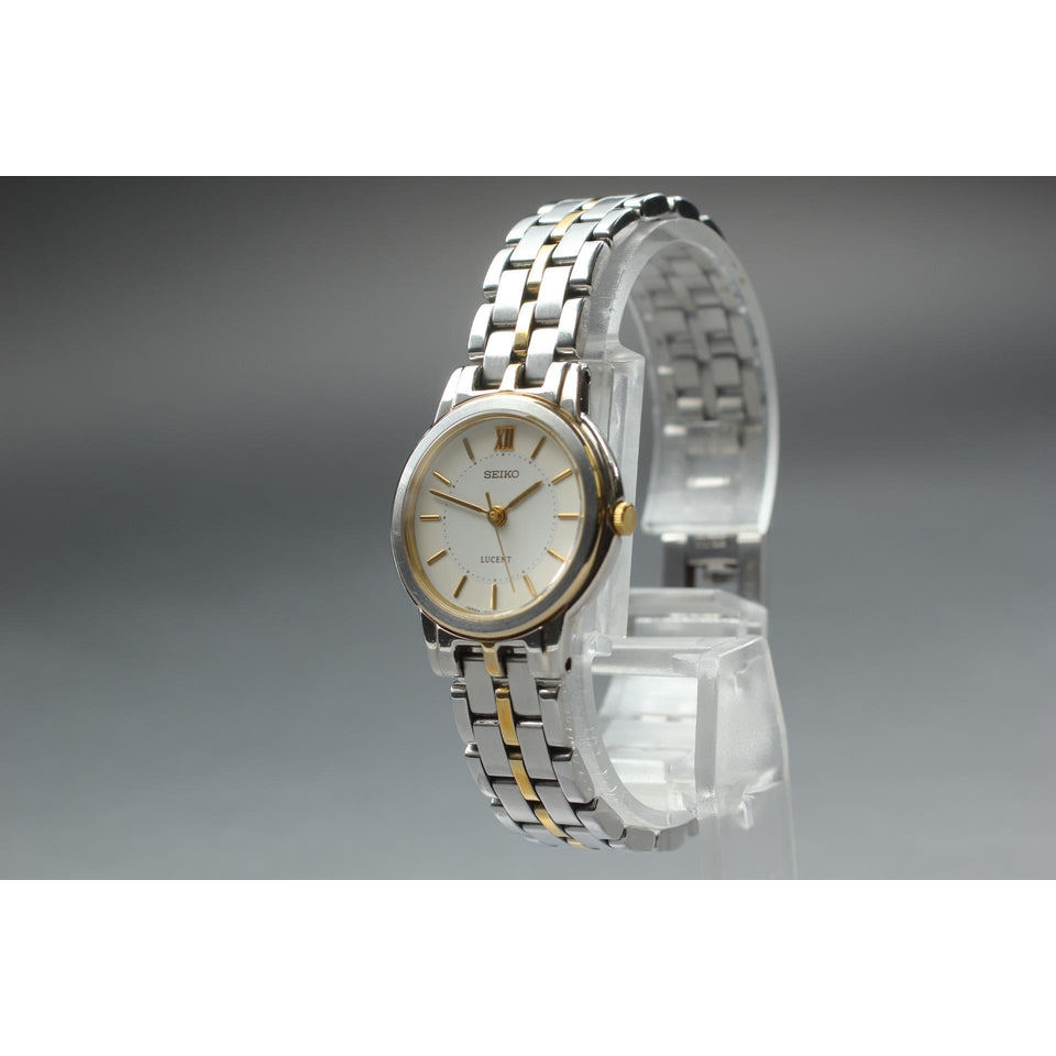 Vintage 1990 Near MINT* Seiko Lucent 1F21-0K70 Gold Roman 24mm Qz Women's Watch