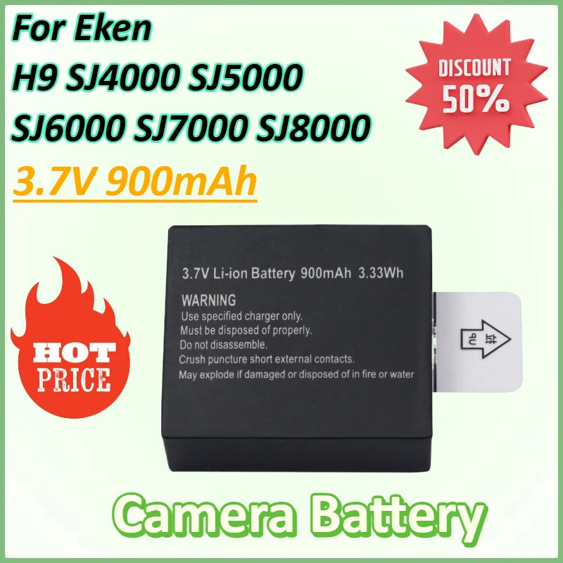 3.7V 900mAh แบตเตอรี่ Li-ion แบบชาร์จไฟได้สําหรับ Eken H9 SJ4000 SJ5000 SJ6000 SJ7000 SJ8000 WiFi M1