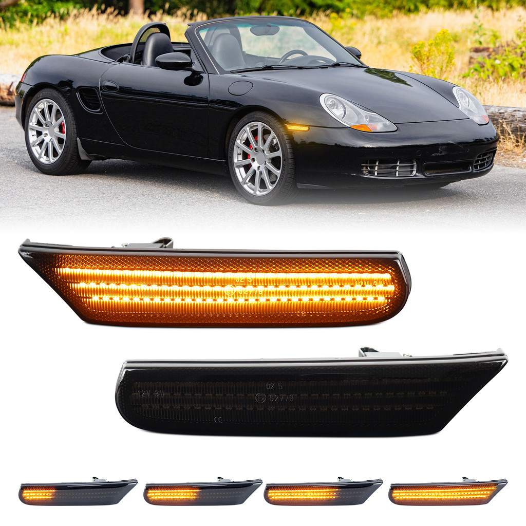 2 ชิ้น LED แบบไดนามิกไฟเลี้ยวด้านข้างสําหรับ Porsche Boxster 989 911 996 Carrera GT2