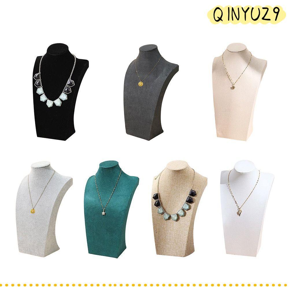 QINYUZ9QX สร้อยคอขาตั้งตู้โชว์,ภาพกํามะหยี่คอลเลกชันเครื่องประดับ Rack,จี้ Organizer Mannequin หน้าอ