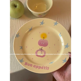 จานขนม ชามเซรามิก จานแอปเปิ้ลสตาร์ปิล🍎🌟 insของขวัญ พร้อมส่ง