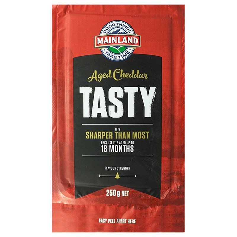 เมนแลนด์เทสตี้ชีส 250กรัม Mainland Tasty Cheese 250g. [หมายเลขบาร์โค้ด 9414832131022 ]