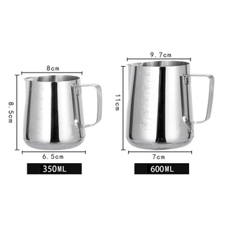 【COD】ถ้วยตวงชงกาแฟสแตนเลสพิชเชอร์ตีฟองนม สีเงิน มีขนาด 350 มิลลิลิตร 600 มิลลิลิตร 1000 มิลลิลิตร เหยือกเทนมทำลาเต้ เหมา