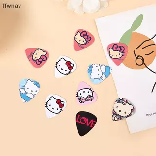 Ffwnav กีตาร์อะคูสติก5ชิ้น Kawaii Sanrio ปิ๊กกีต้าร์ Hello Kitty ไฟฟ้าเรียบเบสอะคูสติกเครื่องมือเลือกของขวัญ