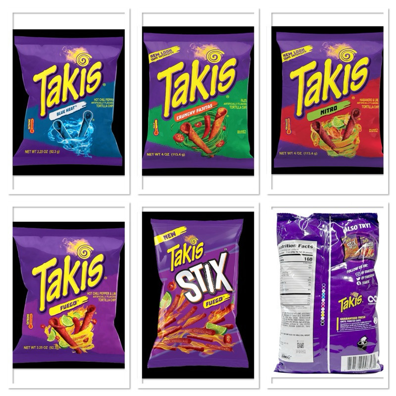Takis Bule Heat Hot Chili Pepper 92.3G / ทาคิส แผ่นแป้งข้าวโพดทอดกรอบ รสเผ็ดกลิ่นมะนาว / Chunchy Faj
