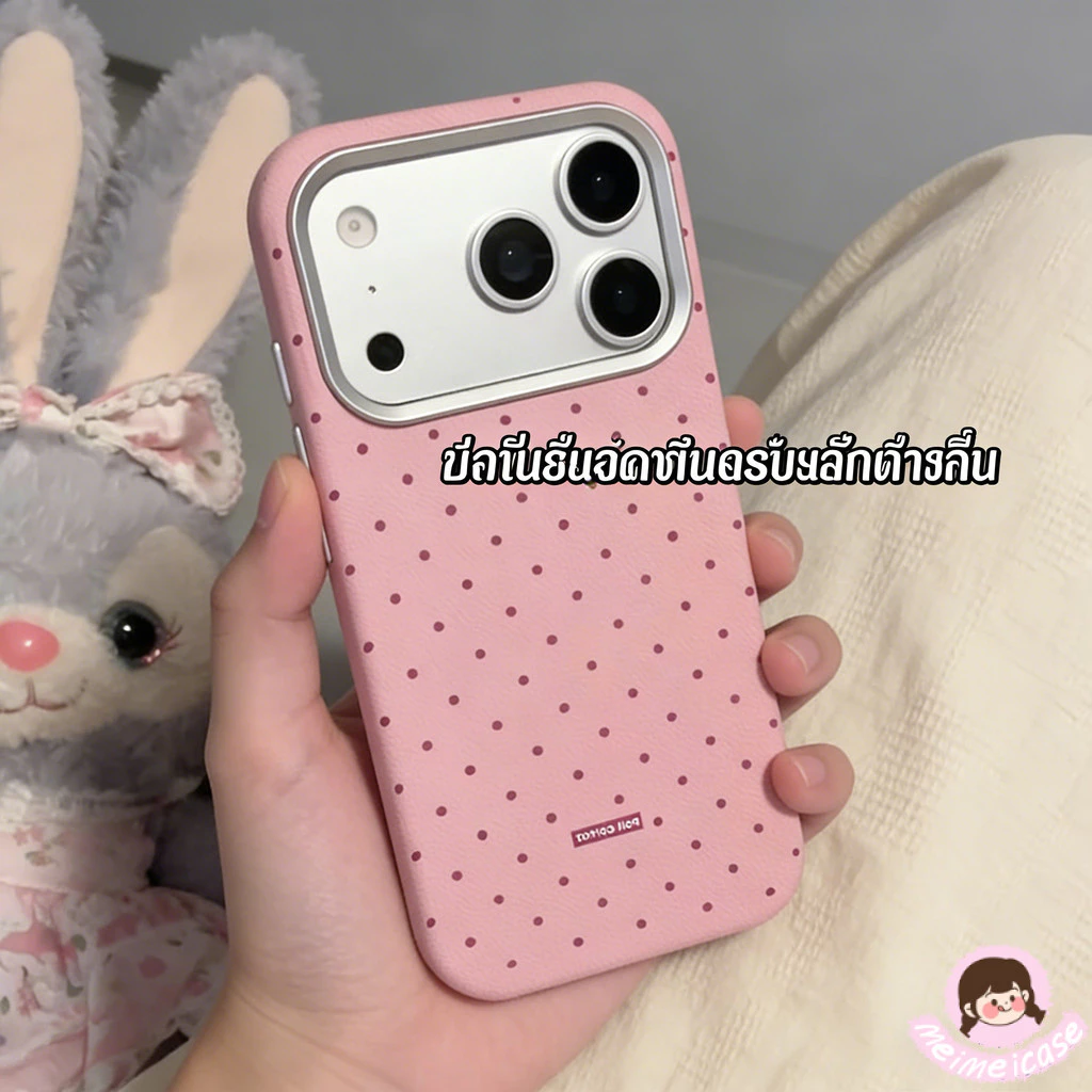 เคสไอโฟน17 11 ลายจุดสีชมพู เคสสวยๆ สำหรับ IPhone 12 15 13 11 16 17 14 Pro Max 7Plus 16 7 14 8 15 Plus XR Xs Max SE 2020
