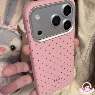 เคสไอโฟน17 11 ลายจุดสีชมพู เคสสวยๆ สำหรับ IPhone 12 15 13 11 16 17 14 Pro Max 7Plus 16 7 14 8 15 Plus XR Xs Max SE 2020