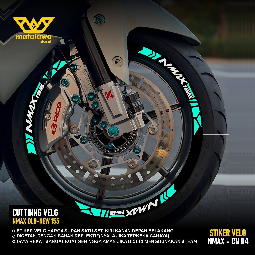 PREMIUM FRONT REAR RIMS สติ๊กเกอร์ตัดขอบ NMAX 155 แหวน R13 lis สติ๊กเกอร์ variation catting Yamaha เ