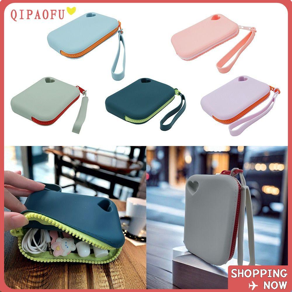 QIPAOFU กระเป๋าใส่เหรียญ,ซิลิโคนสีทึบกระเป๋าเดินทาง,อเนกประสงค์กันน้ําสินค้าขนาดเล็กกระเป๋าผู้หญิงหญิง