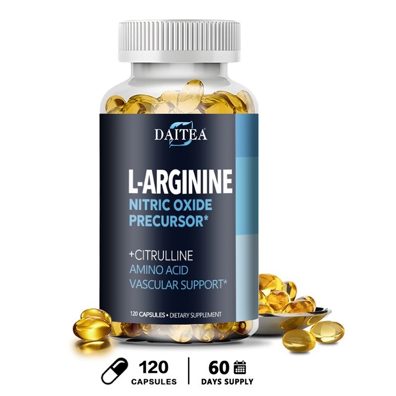 L-arginine + L-Citrulline อาหารเสริม |พลังงาน รองรับกล้ามเนื้อ | 120 แคปซูล