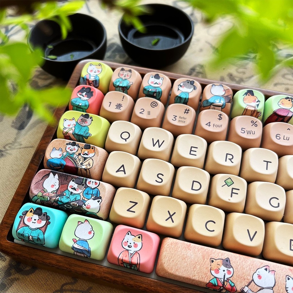 คีย์แคปไทย คีย์แคปลาย Maoxi พกพาจัดเลี้ยงกลางคืน/น่ารักสไตล์จีนคีย์บอร์ดแบบกลไกที่ไม่ซ้ํากัน Creativ