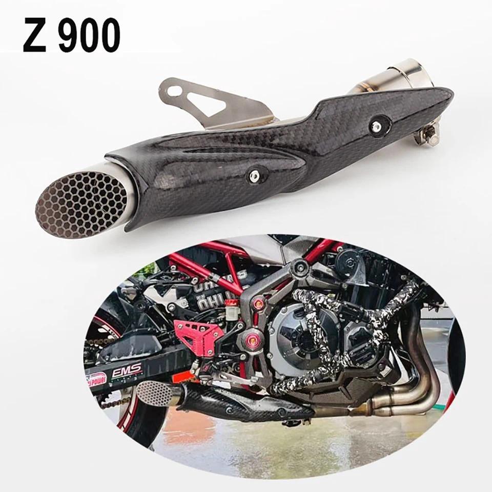 สำหรับ Kawasaki Z900 ท่อไอเสีย 2017 - 2020 Z900 ท่อไอเสียพร้อมฝาครอบคาร์บอนไฟเบอร์แบบสวมท่อ z900 ท่อ