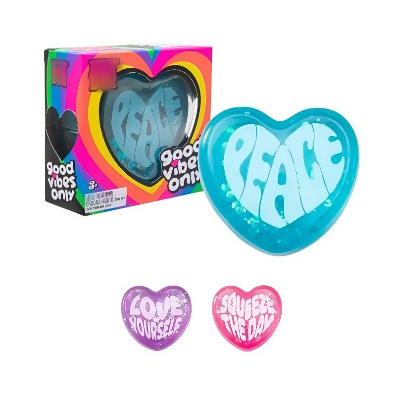Good Vibes Only Heart-Shaped Stress Relief ของเล่นบีบอัดเพลงนวดรูปหัวใจ