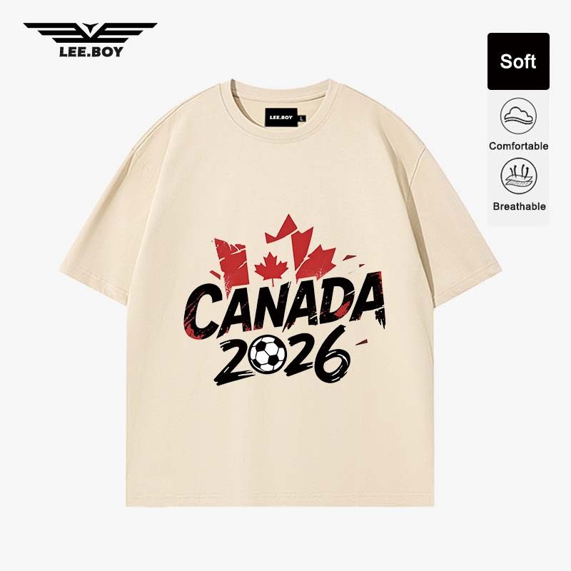 คอกลม-แขนสั้น  ผ้าใส่สบาย แท้เย็นนิ่มๆ คุณภาพเกินราคา FIFA World Cup 2026™  Canada ฤดูร้อน 2026 ใหม่ พร้อมส่ง