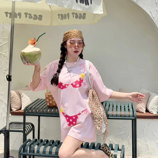COD✅ (จัดส่งในกรุงเทพฯ) MAO Shop เสื้อยืดแฟชั่น พิมพ์ลายบิกินี่ ผ้าคอตตอนใส่สบาย🌴พร้อมส่ง🌴-03