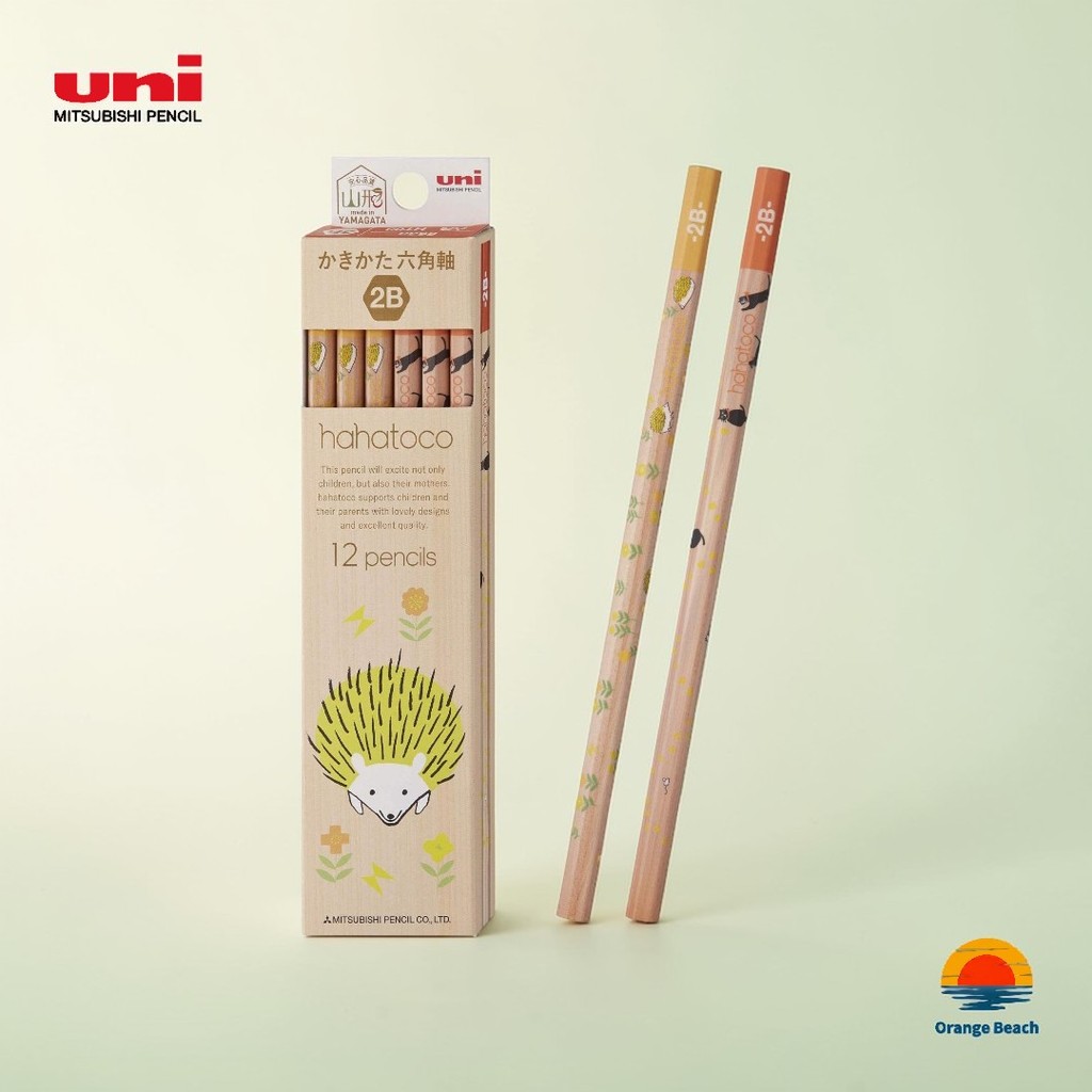 Uni hahatoco Hexagonal Pencil/ดินสอไม้ญี่ปุ่น/ลายน่ารัก/Made in Japan/12แท่ง/B 2B 4B