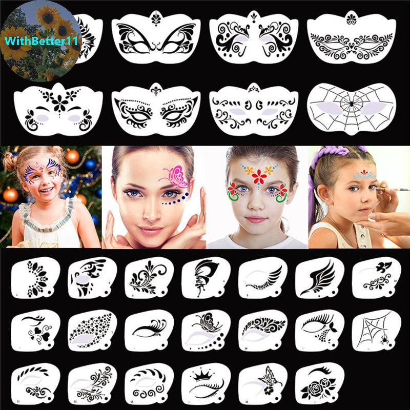 Better Face Paint Stencils Professional Body Art Paint Stencils นํากลับมาใช้ใหม่สําหรับผู้ใหญ่เด็กใช