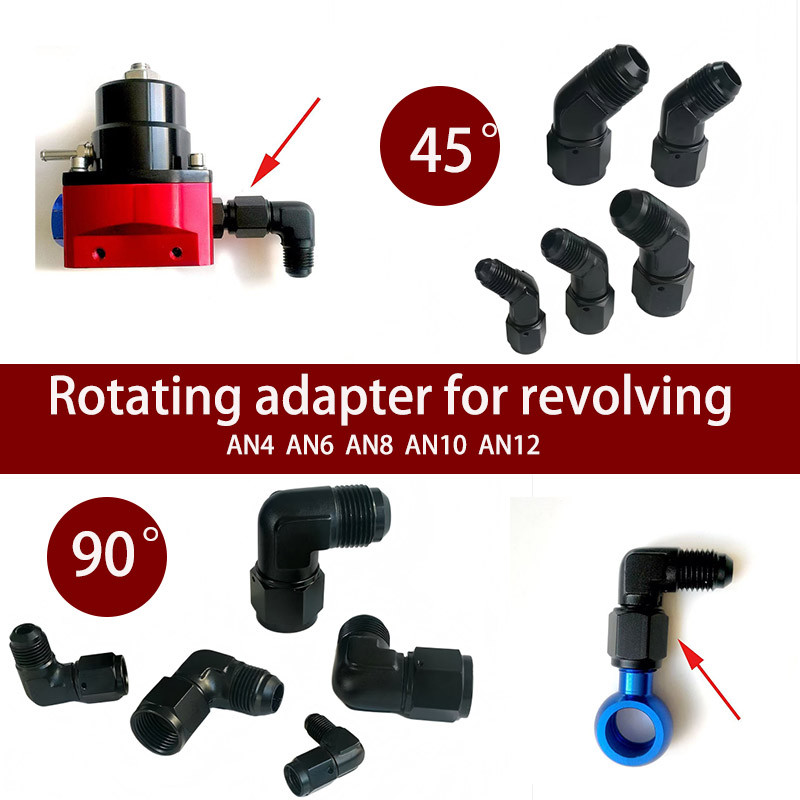 AN4/6/8/10/12 หมุน Connector HQ น้ํามัน AN FITTING อลูมิเนียมปลอม FITTING HQ 45° 90° AN Male To AN F
