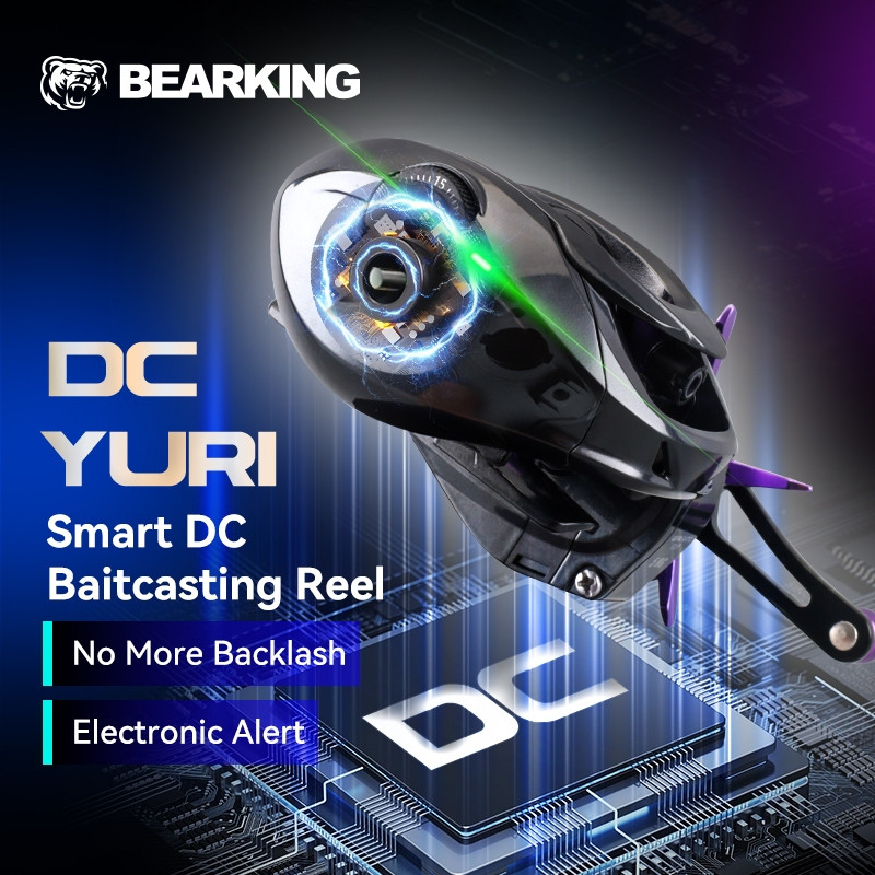 BEARKING YURI DC Baitcasting ตกปลา Reel Digital Control long cast คาร์บอนเครื่องซักผ้าทองเหลืองเกียร์ 7.1:1-5+1BB ลากสูงสุด 5 กก.น้ําเค็มสด Reel ตกปลา