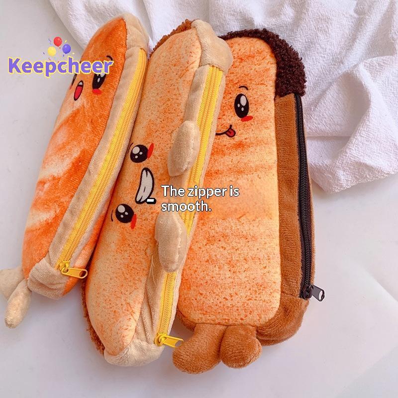 [Keepcheer] Creative Funny Toast Bread Pencil Case Large Capacity Universal Student Pencil Case Pouc