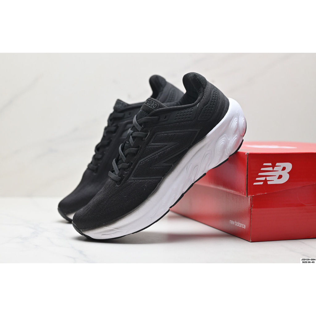 ข้อเสนอพิเศษ New Balance NB 1080 V13 Fresh Foam x การดูดซับแรงกระแทกรองเท้าวิ่งที่ทนต่อการสึกหรอสีดํ