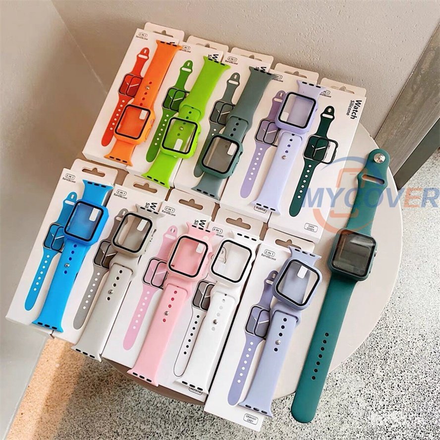 Silicone Band and Case For Apple Watch Series Ultra 2 Ultra 9 8 7 6 SE 5 4 3 2 1 iWatch Size 49mm 45